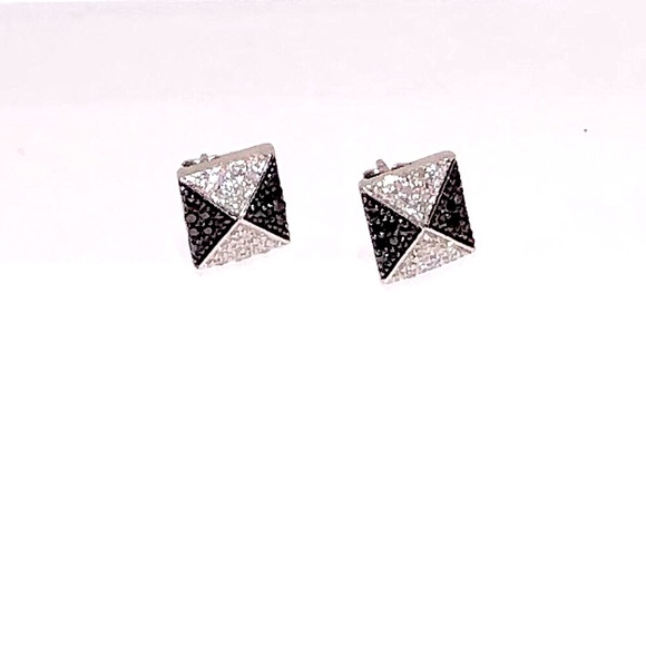 NEW .52ctw Black/White Natural Diamond Earrings - Picture 5 of 16